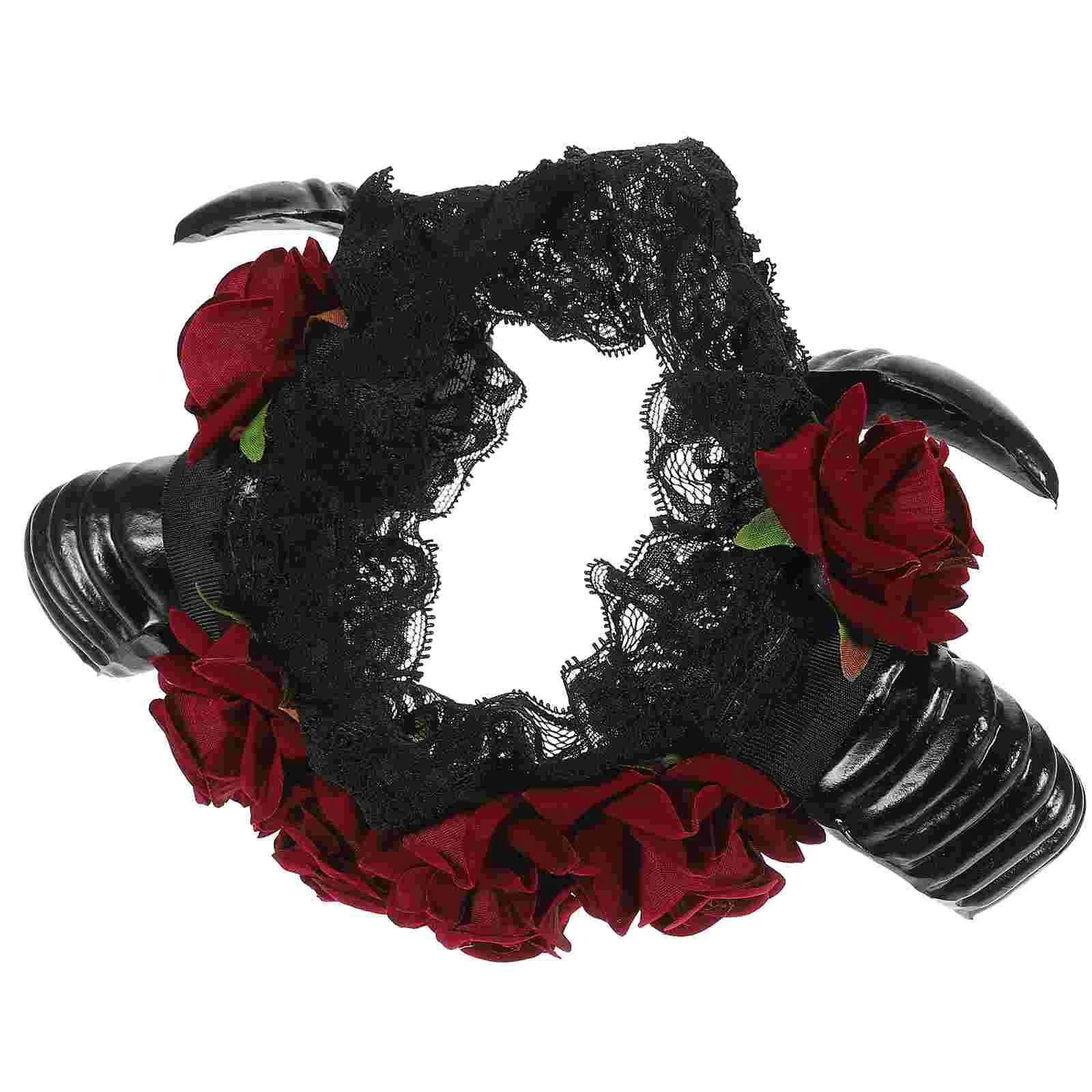 

Винтажная повязка на голову с розами, овечьими рогами, готический цветочный головной убор, гирлянда, сатана, рога, волосы для вечеринки, костюм для девочек, сувениры