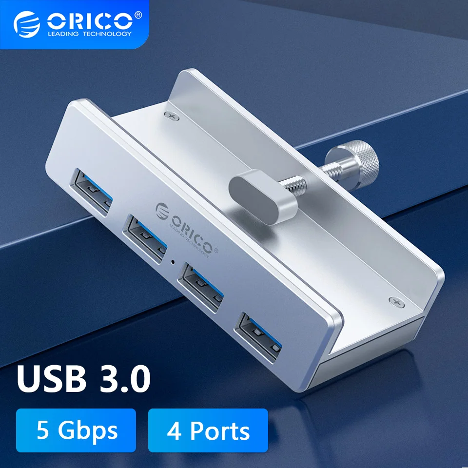 ORICO USB 3.0 HUB с зарядным устройством, 4 порта, настольный зажим, USB-разветвитель, адаптер, устройство чтения карт SD для ПК, компьютерные аксессуары