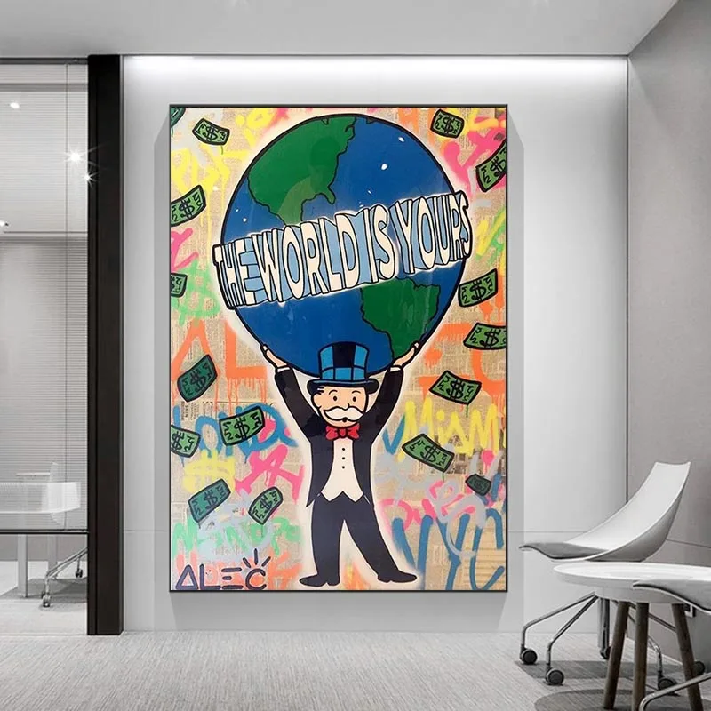 

Wall Art Pictures Alec Monopoly Canvas Posters Graffiti Home Decor Modular World Yours Painting Money Printed Framed For Bedroom