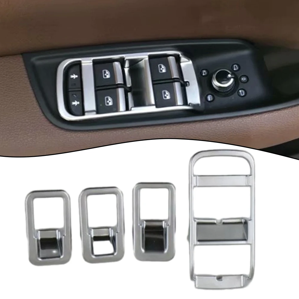 

4pcs/set Silver Car Interior Mirror Adjust Switch Cover Accessories Car Rear-Window Lift Button Switch For Q7 2016-2021