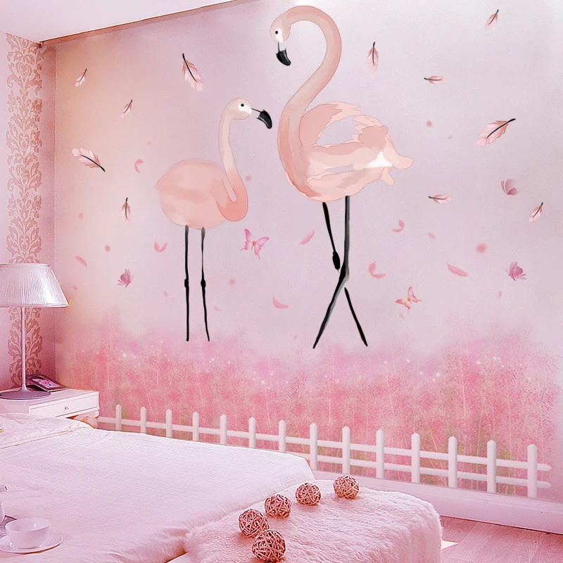

Chaotic Grass Wall Stickers DIY Flamingo Animal Wall Decals for Kids Bedroom Baby Room Nursery Kindergarten Home Decoration