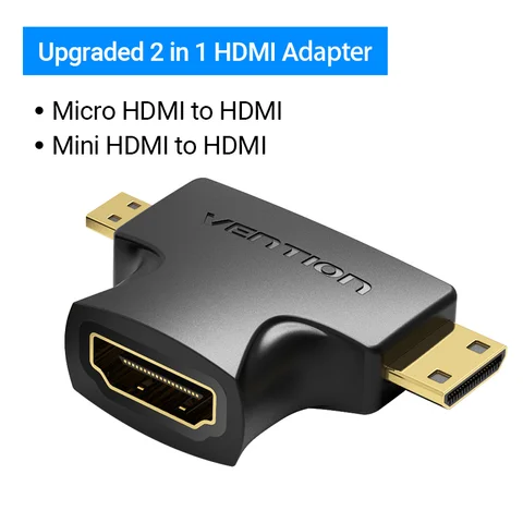 Vention Micro HDMI адаптер Micro Mini 2 в 1 Папа-мама преобразователь кабельного разъема для камеры ТВ проектор мини HDMI адаптер