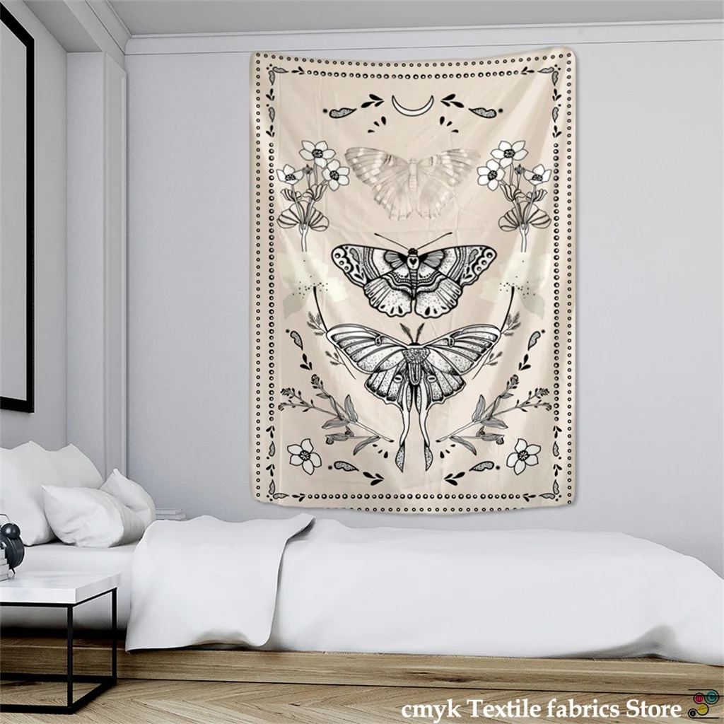 Butterfly Tarot Bohemian Hippie Dormitory Tapestry Wall Hanging Blanket Custom Vintage Fabric Psychedelic Bedroom Livingroom