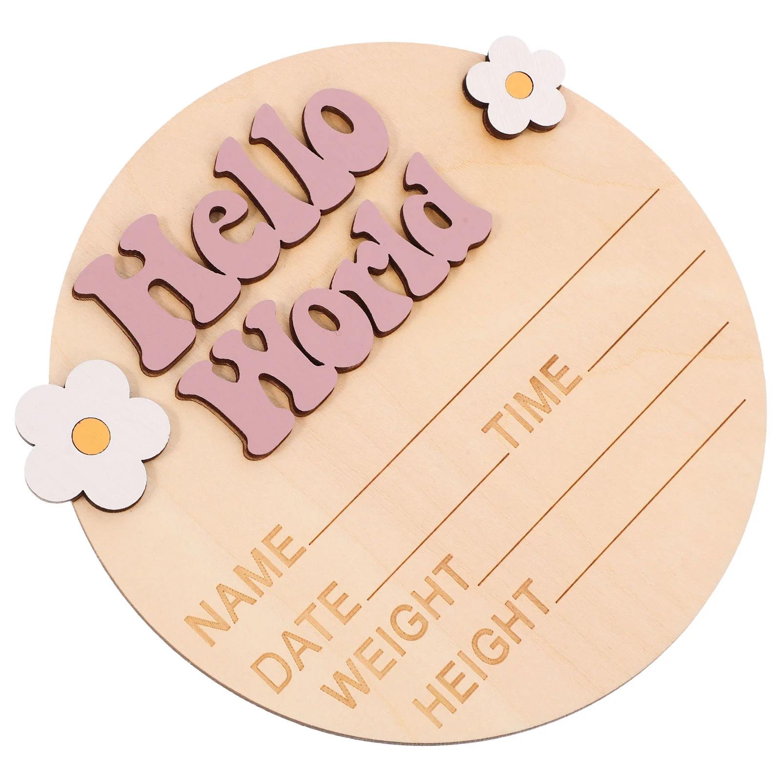 Name Tag Newborn Commemorative Card Signs Baby Birth Announcement Wooden for Nursery