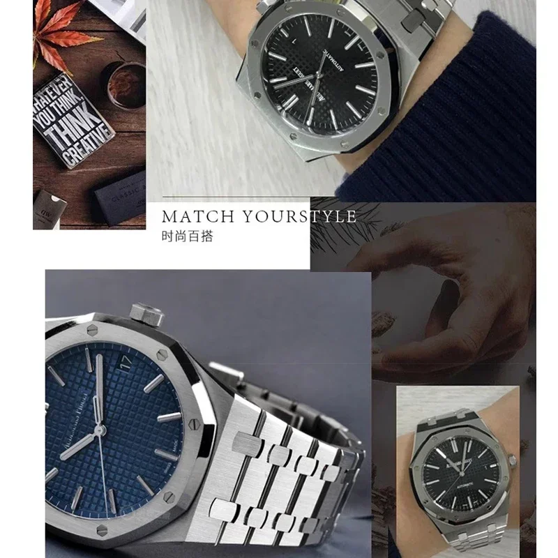 Фото Ремешок для часов из нержавеющей стали 316, для AP 15400 Audemars Piguet Royal Oak GA2100 2110, мужской серебряный водонепроницаемый браслет 26 мм №4
