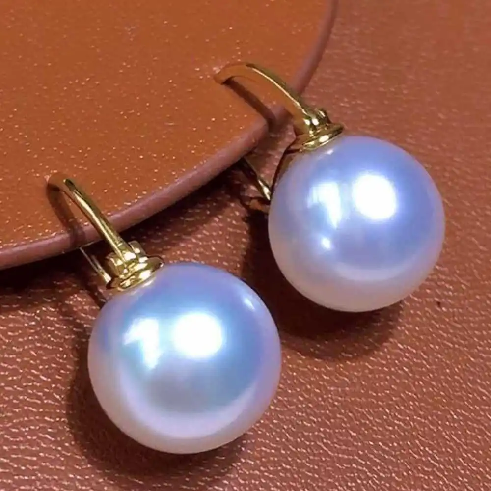 

Women 12MM White Shell Pearl Earrings 18k Hook Mother's Day Easter Lucky Halloween Diy Jewelry VALENTINE'S DAY Thanksgiving