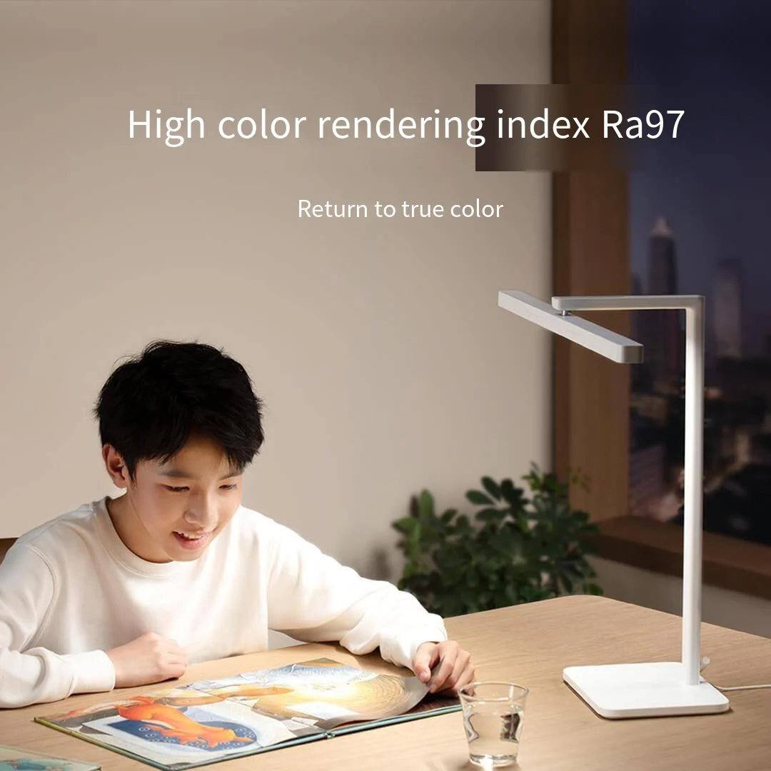 Фото Умная настольная лампа Xiaomi Mijia, 2 светодиода, настольная лампа, длинный держатель лампы 60 см, HyperOS Connect, регулируемый режим освещения, лампа для чтения в спальне №4