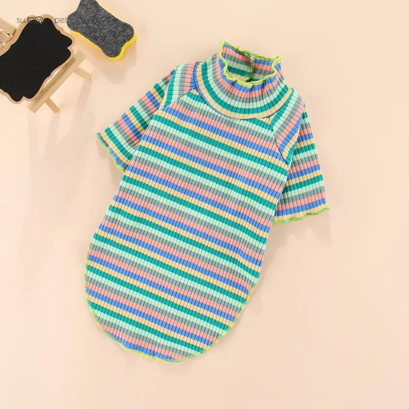 Летняя полосатая футболка для собак