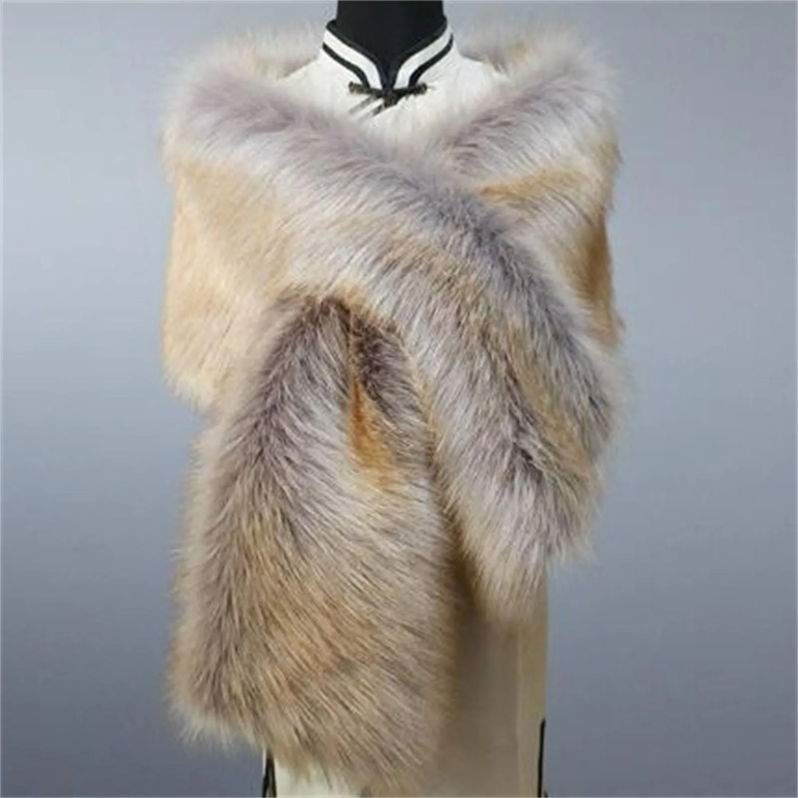 

New Women Cape Faux Fur Wrap Warm Large Shawl Winter Wedding Cover Up Stole Bridal Accessories Coat Women Fur Shrug Jacket