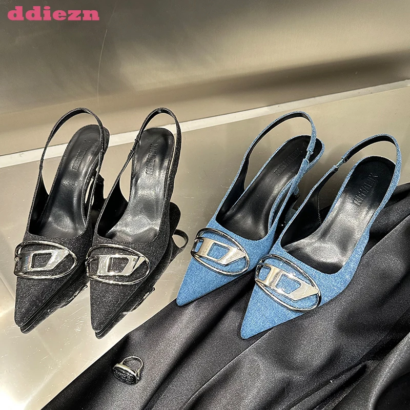 

Туфли-лодочки женские с металлическим украшением, на тонком высоком каблуке