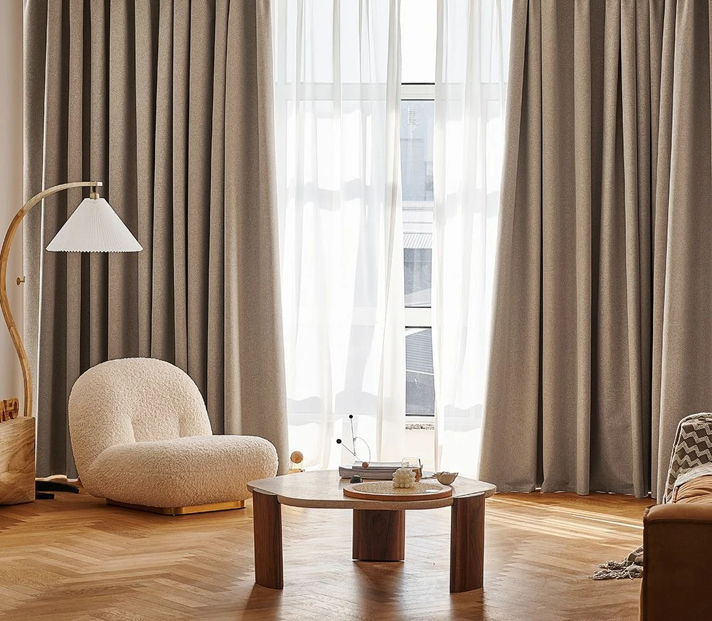 

New Heat Insulation Full Blackout Curtains Bedroom Living Room Sunscreen Solid Color Curtains Linen Blackout Curtain Fabric X