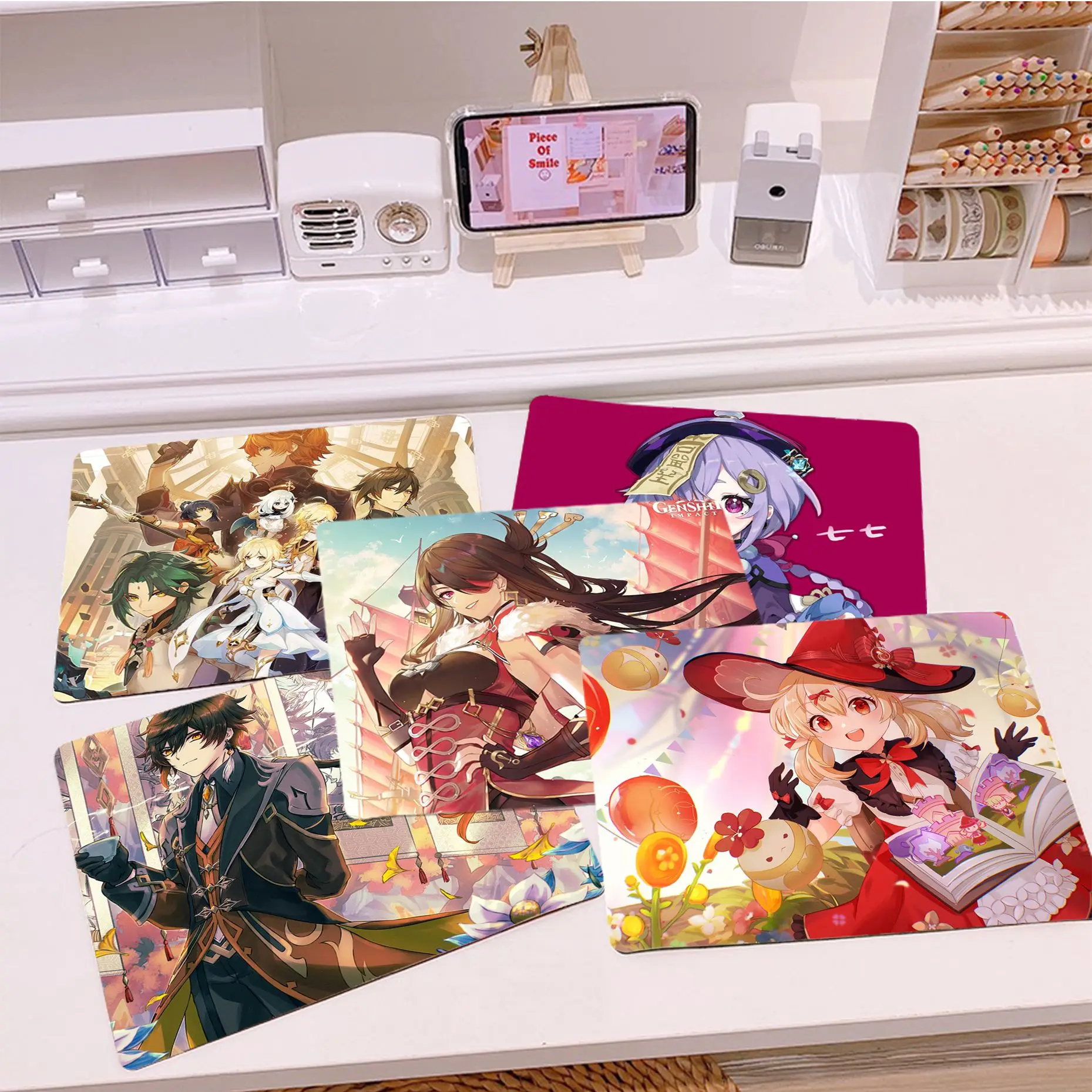 

Genshin Impact Mousepad Small Office Computer Desk Mat Table Keyboard Big Mouse Pad Laptop Cushion Non-slip Deskpad Home Decor