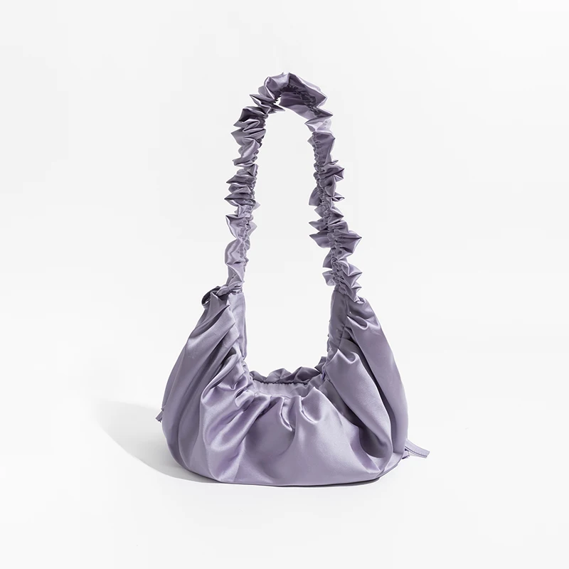 

Casual Ruched Satin Women Shoulder Bags Pleated Strap Crossbody Bag Luxury Hobos Small Tote Female Purses Elegant Bag for Girl