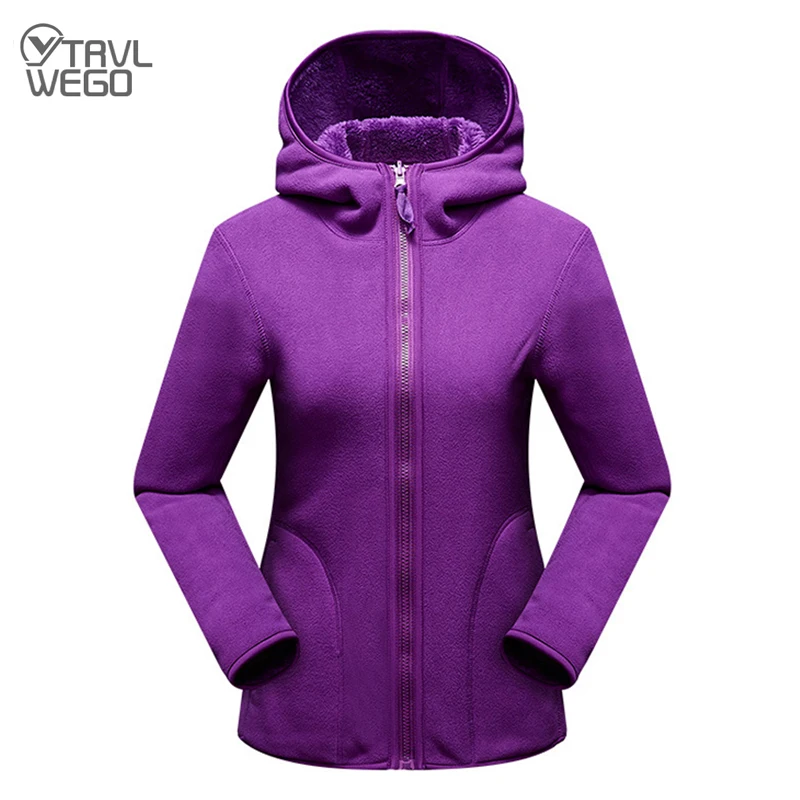 

TRVLWEGO Women Autumn Jacket Camping Hiking Riding Windbreaker Keep Warm Fleece Hooded Climbing Outdoor Sports Trekking Coats