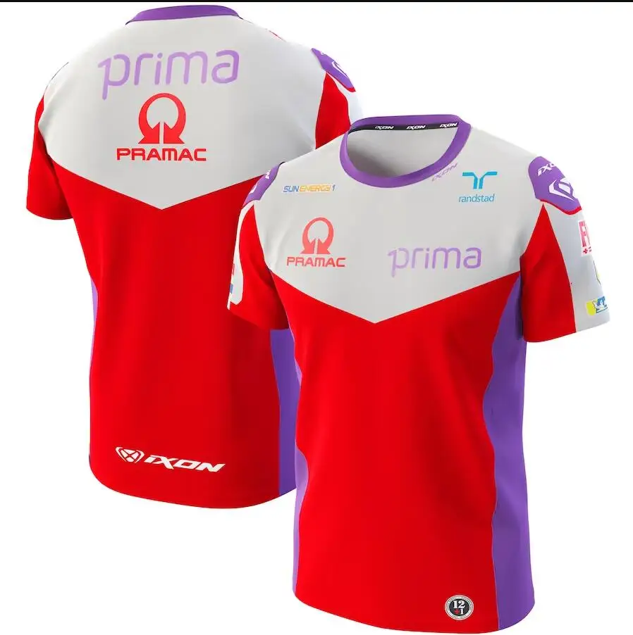 

2023 New Motorcycle Race PRAMAC Jersey Fans Summer Breathable O Neck MOTO Short Sleeve Men's Kids Casual T-shirt Sportswear