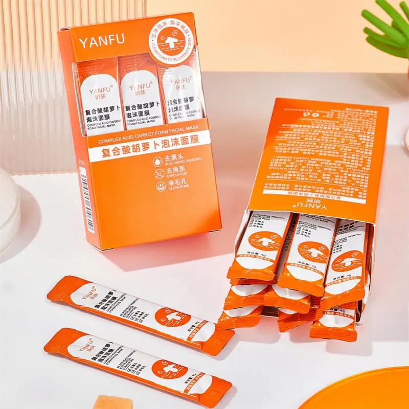 

12pcs/box Complex Acid Carrot Foam Smearing Facial Mask Replenishes Skin Moisture Refreshing Non Greasy Independent Packaging