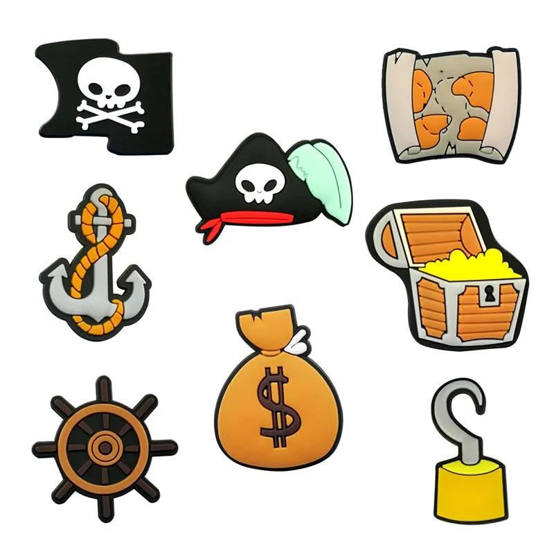 

Novelty Single Sale 1ps PVC Glowing Pirate Series Shoe Charms Shoe Decoration for Croc JIBZ Wristbands Kids Party Xmas Hot Sale