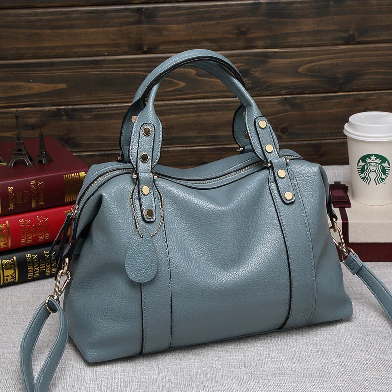 

2023 Female Large Capacity Top-handle Bags High Quality Leather Women Handbags Luxury Ladies Boston Bags Shoulder Crossbody Bags