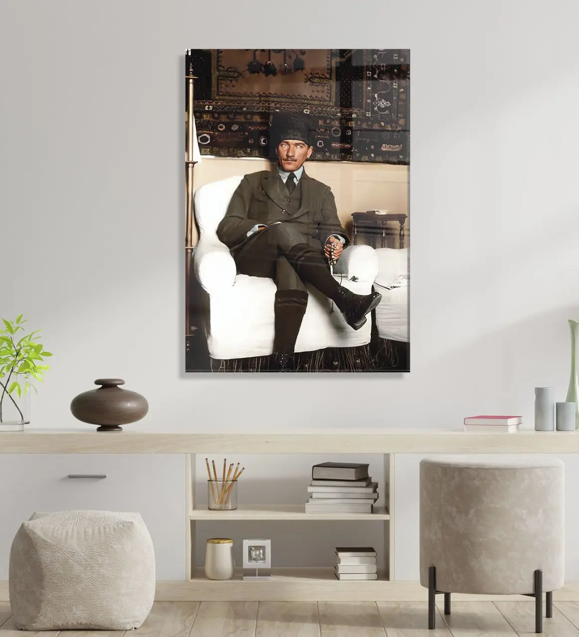 

BK подарок ataturk тематический стеклянный стол 45x65cm-4