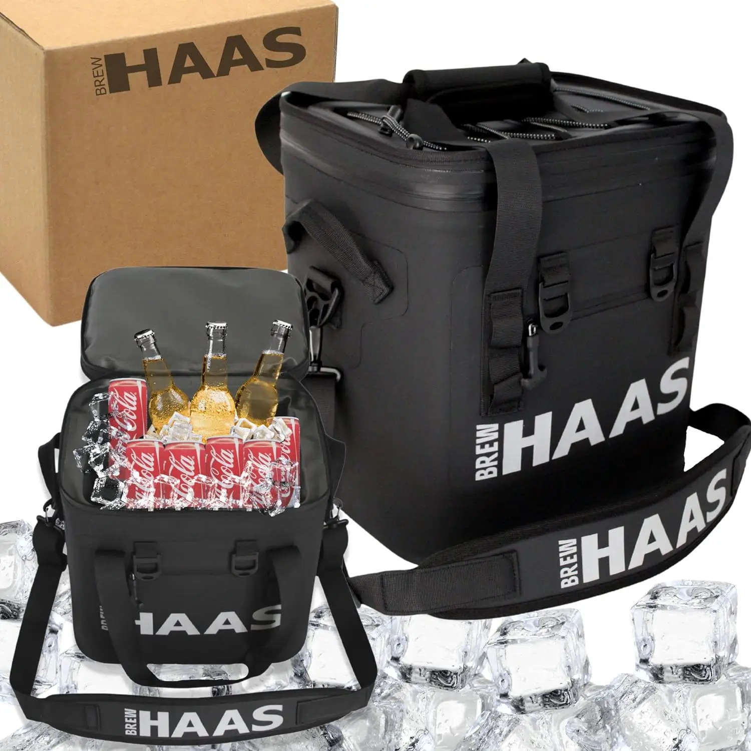 

HAAS мягкий изолированный герметичный охладитель, держатель для 24 банок, матовый черный, изолированный мешок, герметичный, водонепроницаемый, сохраняет холодный лед f