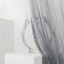 Cortina sencilla de algodón y bambú para ventana, visillo con degradado de hollín para decoración de sala de estar, comedor y dormitorio, novedad (4)