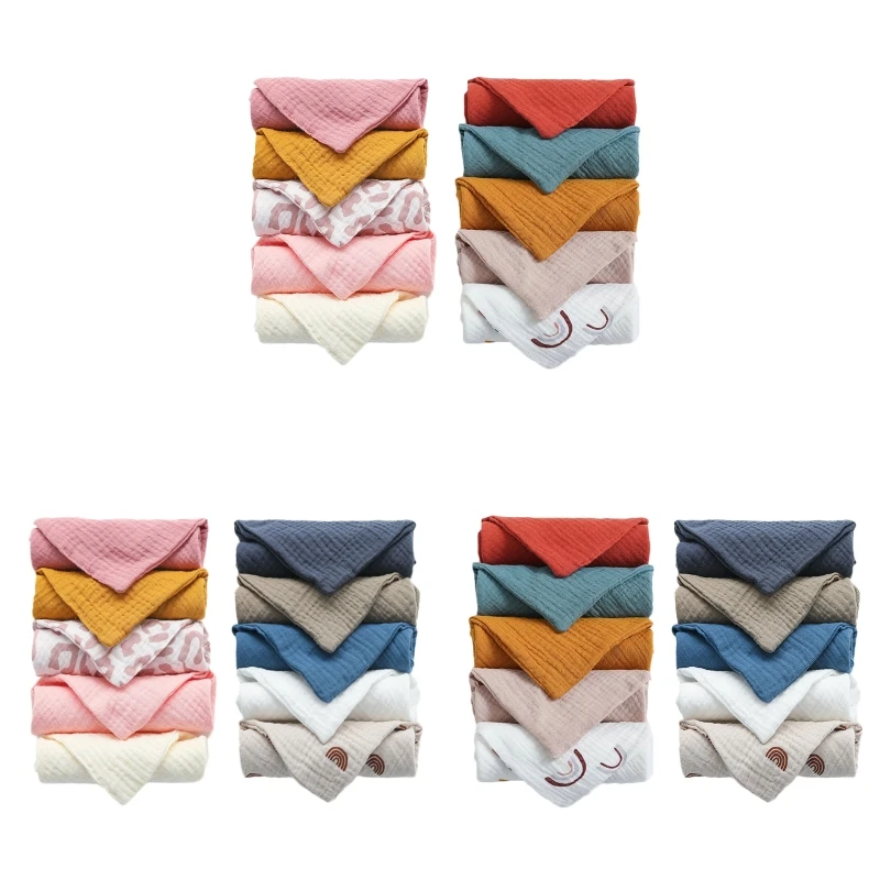 

10 Pcs Baby Square Towels Infants Wash Hand Face Towel Handkerchief Feeding Bib Burp Cloth Soft Crepe Muslin Saliva Towel 1560