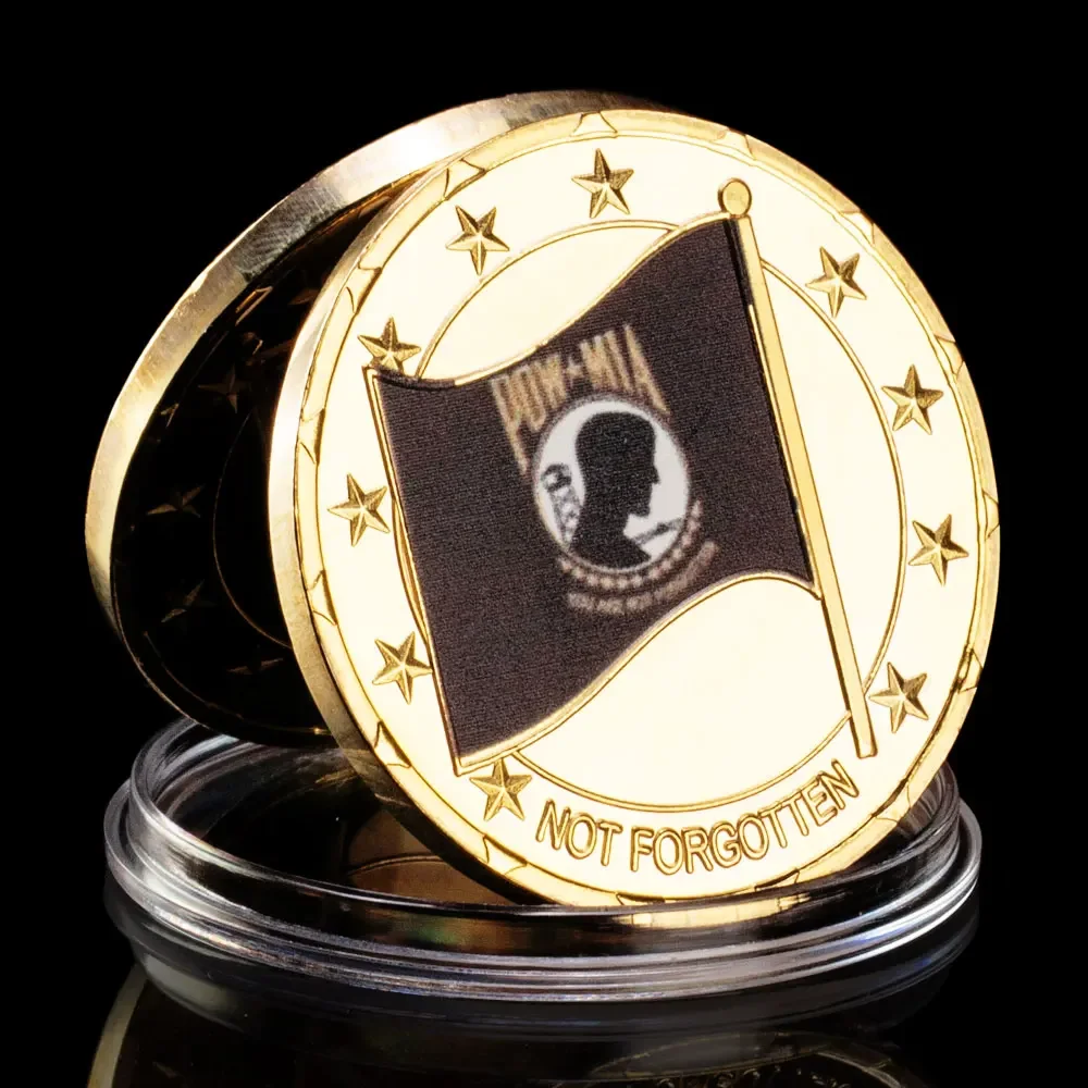Незабытый сувенир POW MIA, флаг Соединенных Штатов, Боевая монета, монета, позолоченная монета, памятная монета