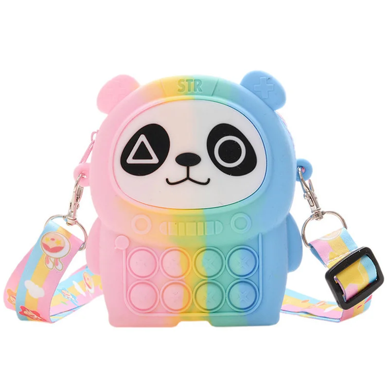 

Fidget Toy Kawaii Panda Bag Simple Dimple Kawaii Coin Purse Push Bubbles Anti Stress Girl Silicone Bags for Kids Gift