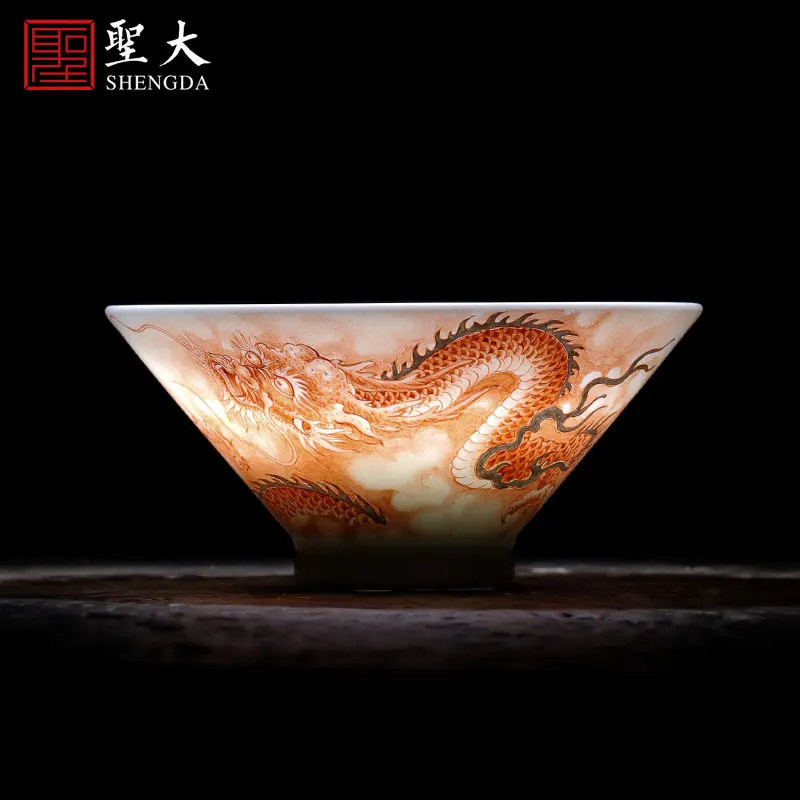 

ceramic kung fu tea cups alum red colour flying cloud hat to a cup of pure manual of jingdezhen tea service