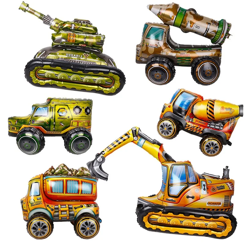

New 3D Crane Forklift Excavator Balloon Truck Construction Truck Car Theme Ballon Happy Birthday Party Decor For Kids