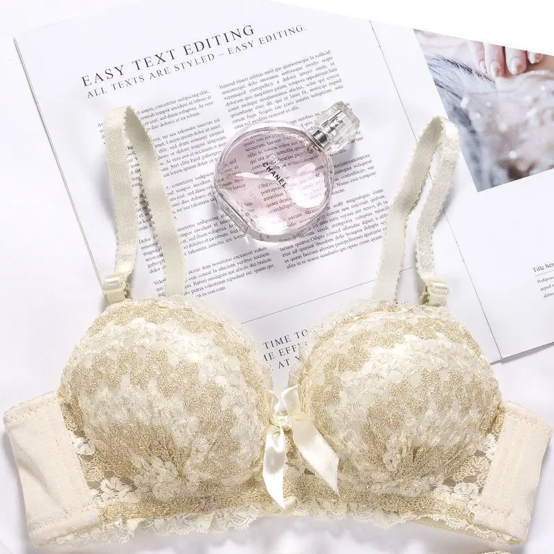 Женский кружевной бюстгальтер с чашками пуш-ап черный/белый бесшовный без