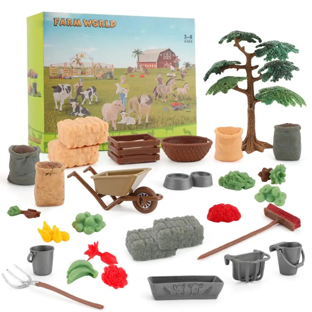 

Искусственная ферма, сцена, песочные Аксессуары для стола, инструменты для фермы, фрукты, овощи, ранчо, орнаменты пейзажные игрушки