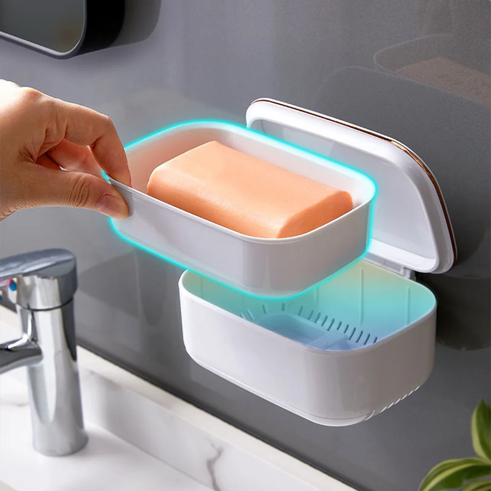 

Punch-free Soap Container Box Strong Sealing Travel Soap Holder Durable Soap Case Easy Clean Container Soap For Bathroom Tool