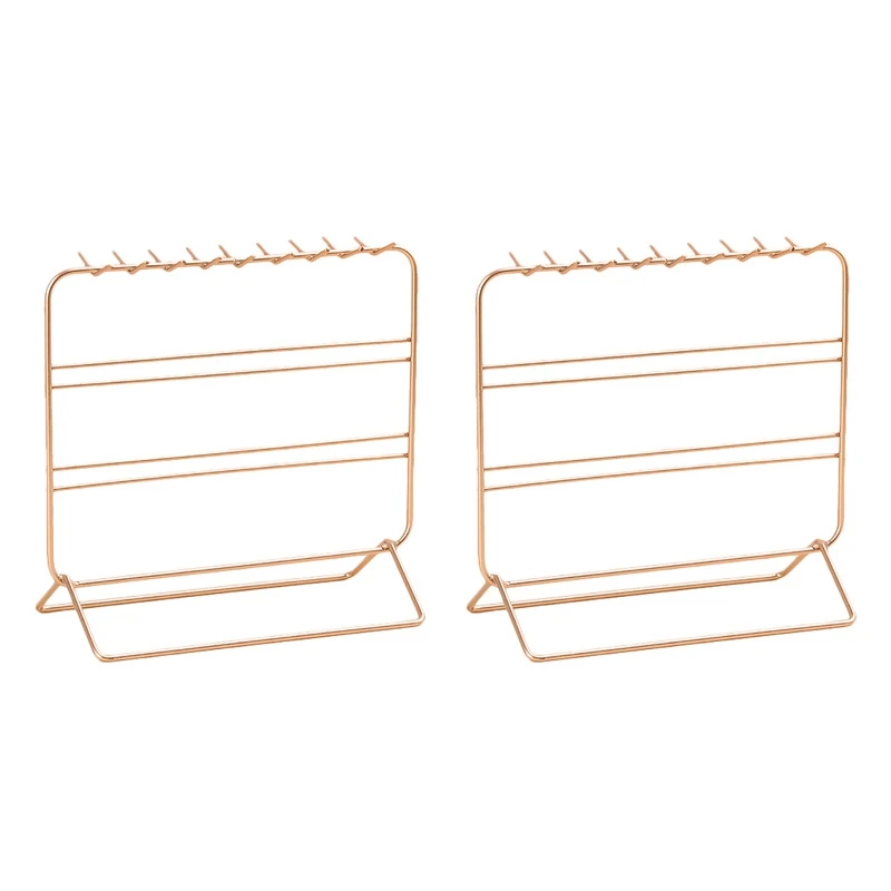 

2X Подставка для ювелирных изделий, металлическая искусственная кожа, красивый держатель для ожерелий и дисплей браслетов, органайзер для ю...