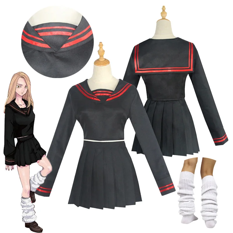 

Костюм для косплея из аниме «Токийский мстители», юзуха Сиба-иузуха, школьная форма для девочек, костюм с юбкой, женское черное платье