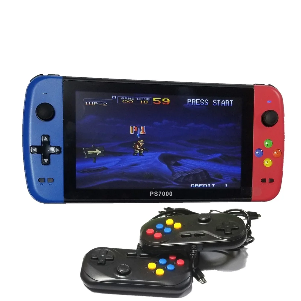 

PS7000/Q900 7 inch Handheld Portable Game Console with 2 gamepads 64/128GB 5000 free games 100 ps1 games for MAME/CPS/SegaMD