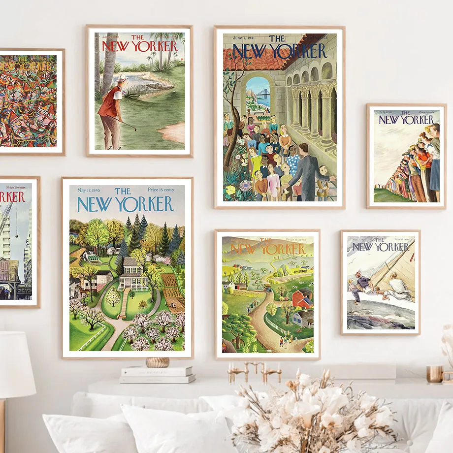 

Abstract New Yorker Magazine Village Golf Wall Art Canvas Painting Nordic Posters And Prints Wall Pictures For Living Room Decor