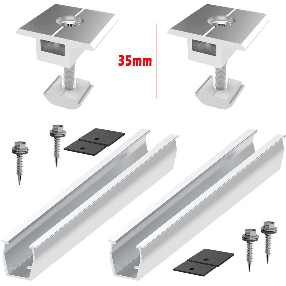 

Solar Panel Module Aluminum Bracket Middle Rail Fastening Rail Trapezoidal Roof Mount For Most Frame Modules Solar Accessories