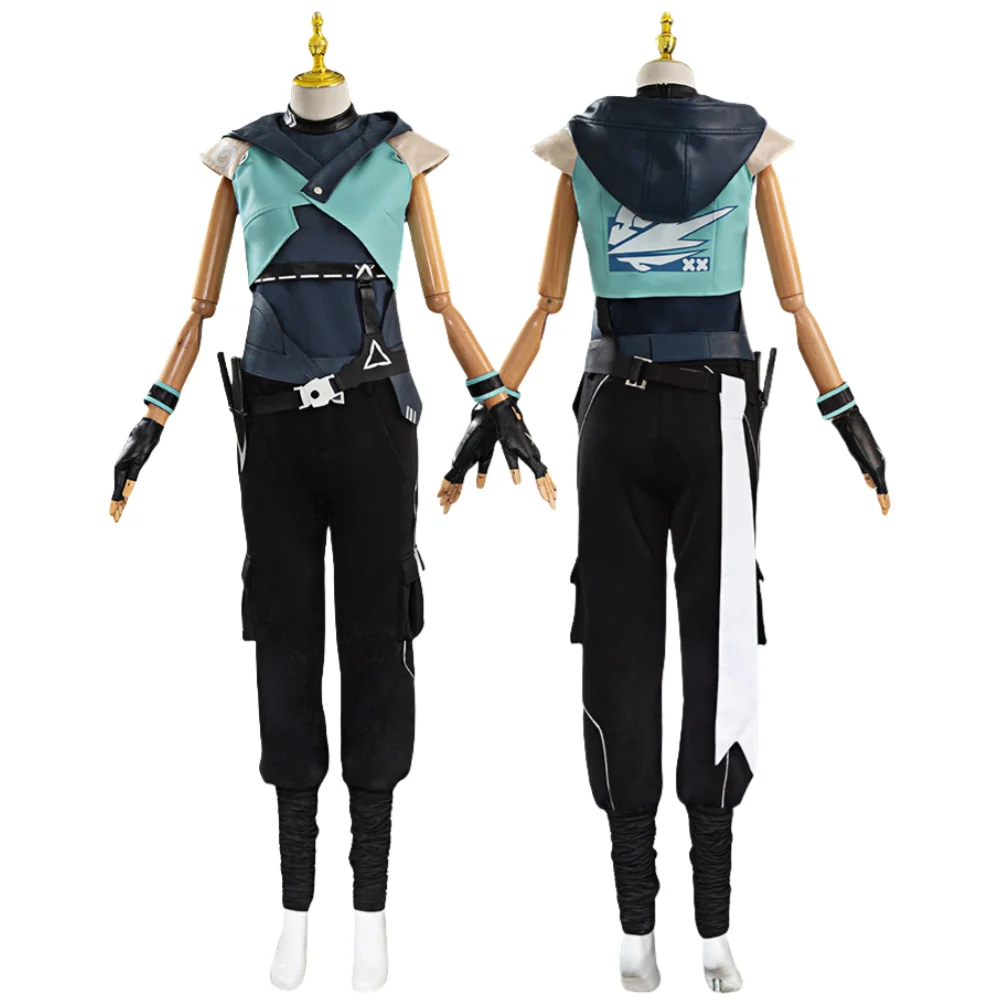 Jett Косплей Игра Valorant Взрослый Фантазия Костюм Парик Ролевая Женские Перчатки