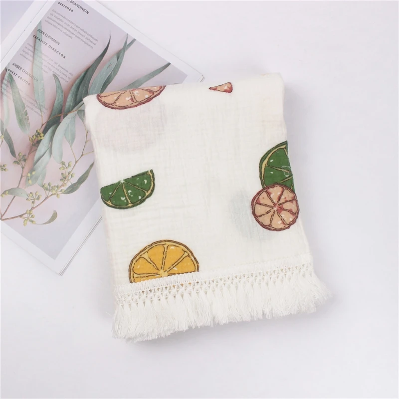 

Baby Tassel Swaddle Wrap Newborn Infants Pure Cotton Muslin Receiving Blanket