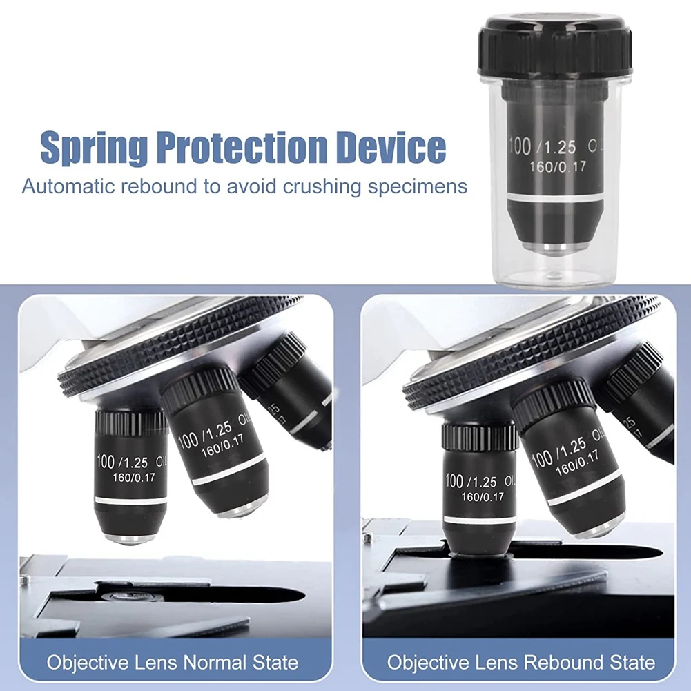 Линза биологического микроскопа 195 ахроматических черных объективов 100X масляный