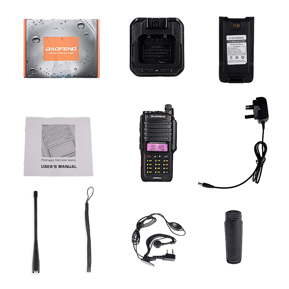100% Original baofeng uv9r plus upgraded dual band radio waterproof walkie talkie communications amateur vhf uhf marin radio ham