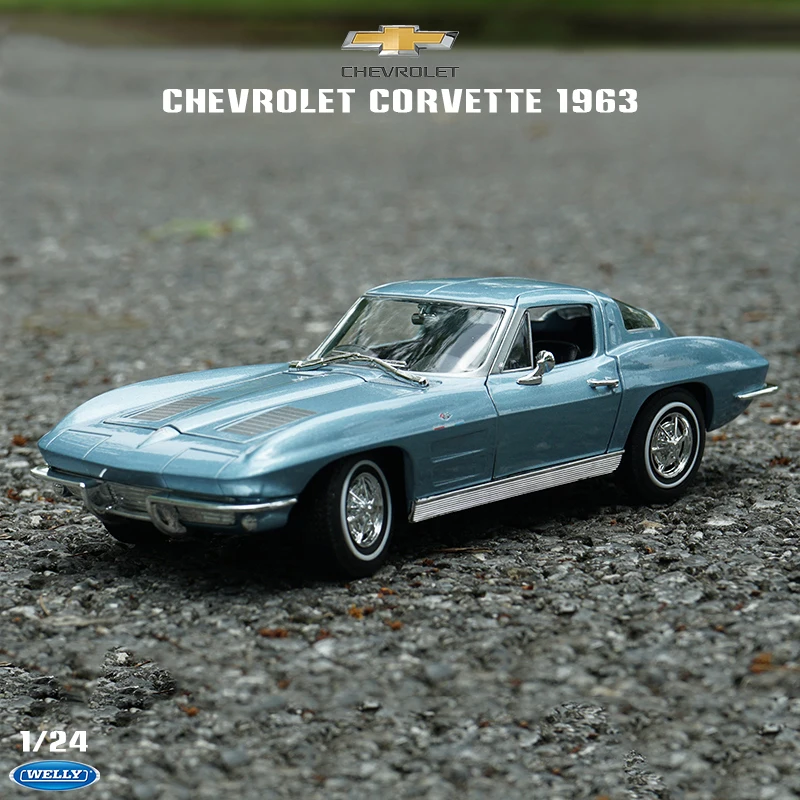 

Модель автомобиля Welly 1:24 1963 Chevrolet Corvette из сплава, имитация автомобиля, украшение, коллекция автомобилей, Подарочная игрушка, литье под давлением