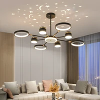 nordic ceiling chandelier living room starry sky pendant lamp modern luxury ring light chandelier bedroom lamps lampara techo