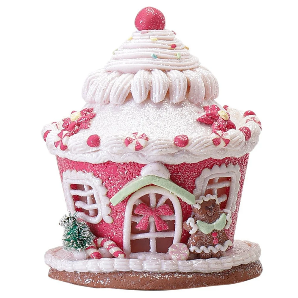 

LED Christmas Gingerbread House Light Up House Gingerbread Decor Christmas House Tabletop Christmas Holiday Decorative,B