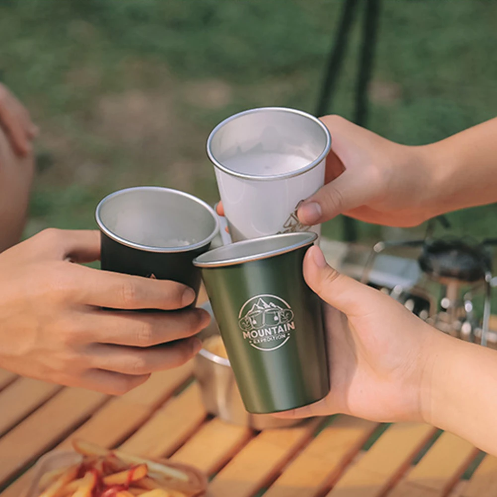 

350ML Outdoor Camping Tableware Travel Cups Set Convenience Picnic Supplies Stainless Steel Wine Beer Cup Whiskey Mugs