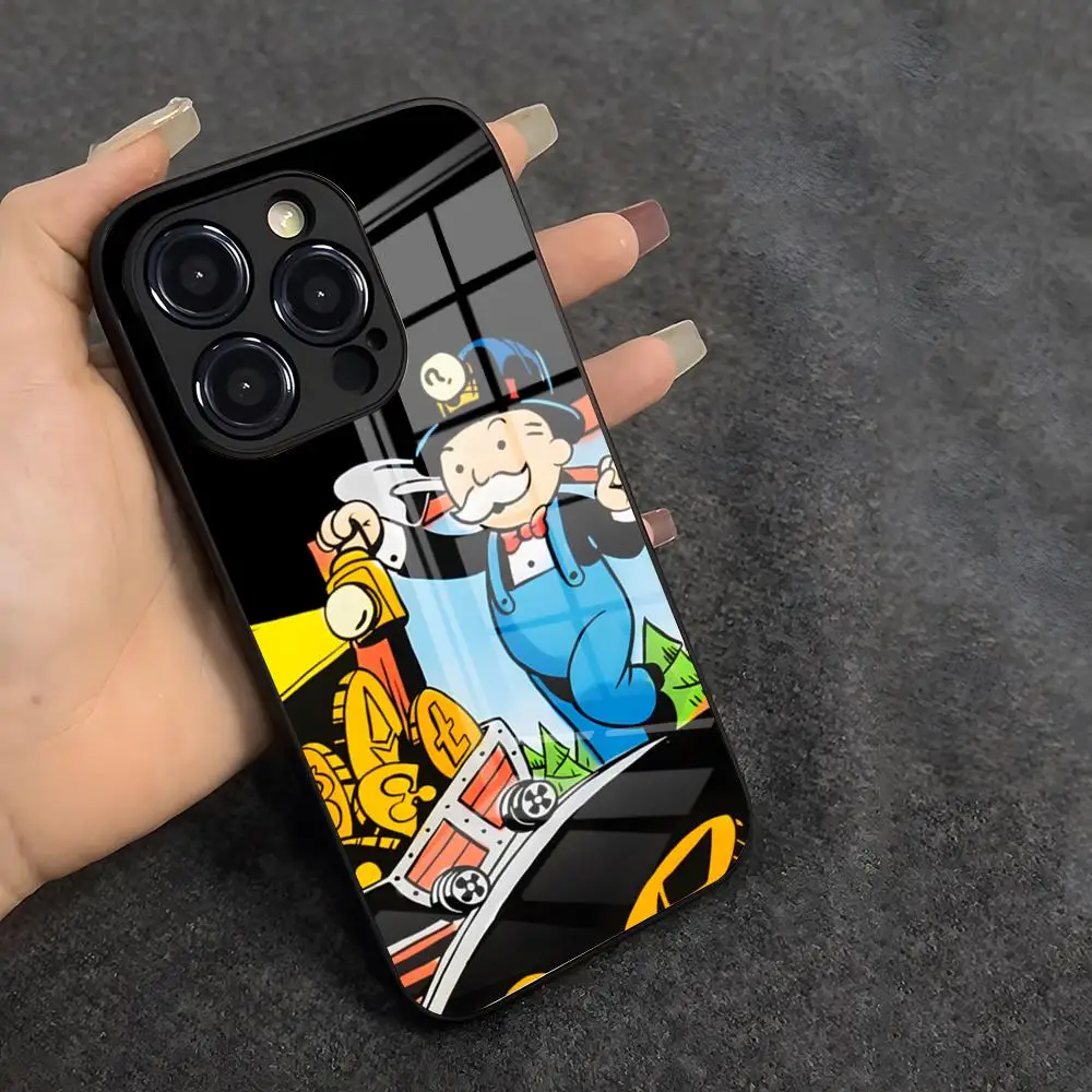 Фото Чехол для телефона Dollar Alec M-Monopoly Man для iPhone 17 Air 16 E Pro Max 15 14 13 Mini 12 Pro 11 Max Plus, черный, стеклянный №3