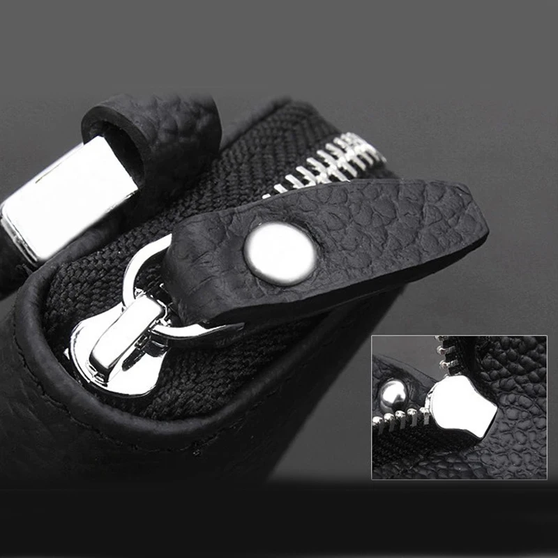 Кожаный чехол-кошелек для ключей от автомобиля на молнии эмблема брелок сумка