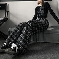 Kobiety wysokiej talii spodnie w kratę amerykański Retro dorywczo luźna szeroka spodnie nogi kobiet Harajuku Hip-Hop wszystkie mecze spodnie wiosna nowy 5