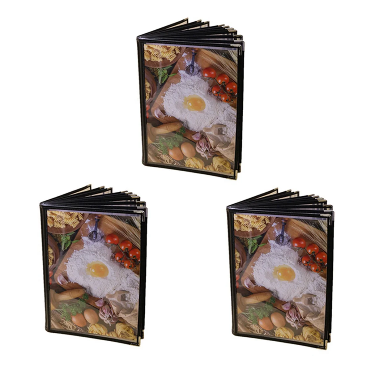 

3X Transparent Restaurant Menu Covers for A4 Size Book Style Cafe Bar 10 Pages 20 View